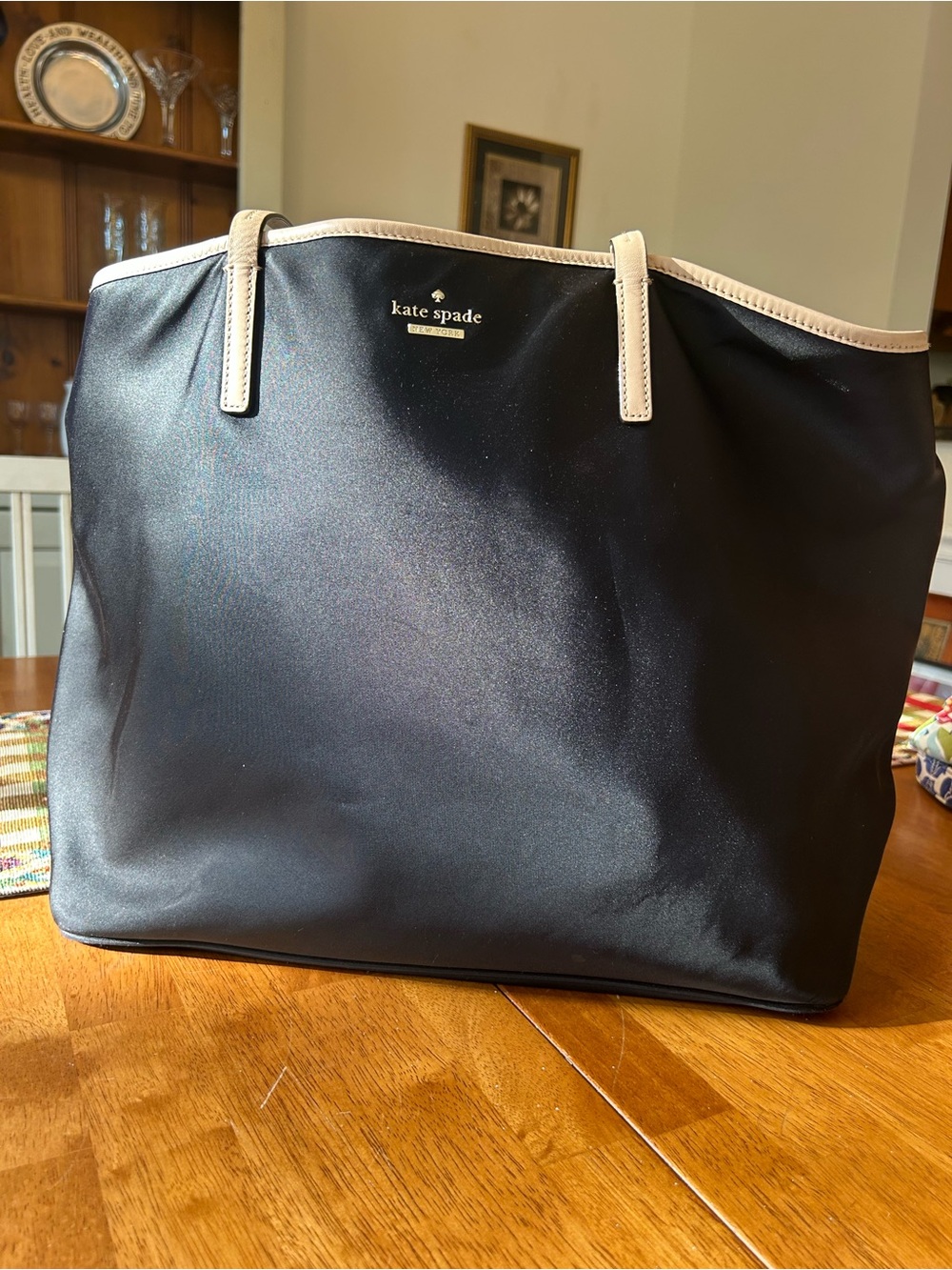 kate ♠️ spade Black Tote with Cream Trim